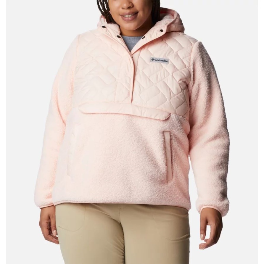 Damen-Sweat-View-Fleecepullover Mit Kapuze Plus Größe Columbia Pfirsichblüte