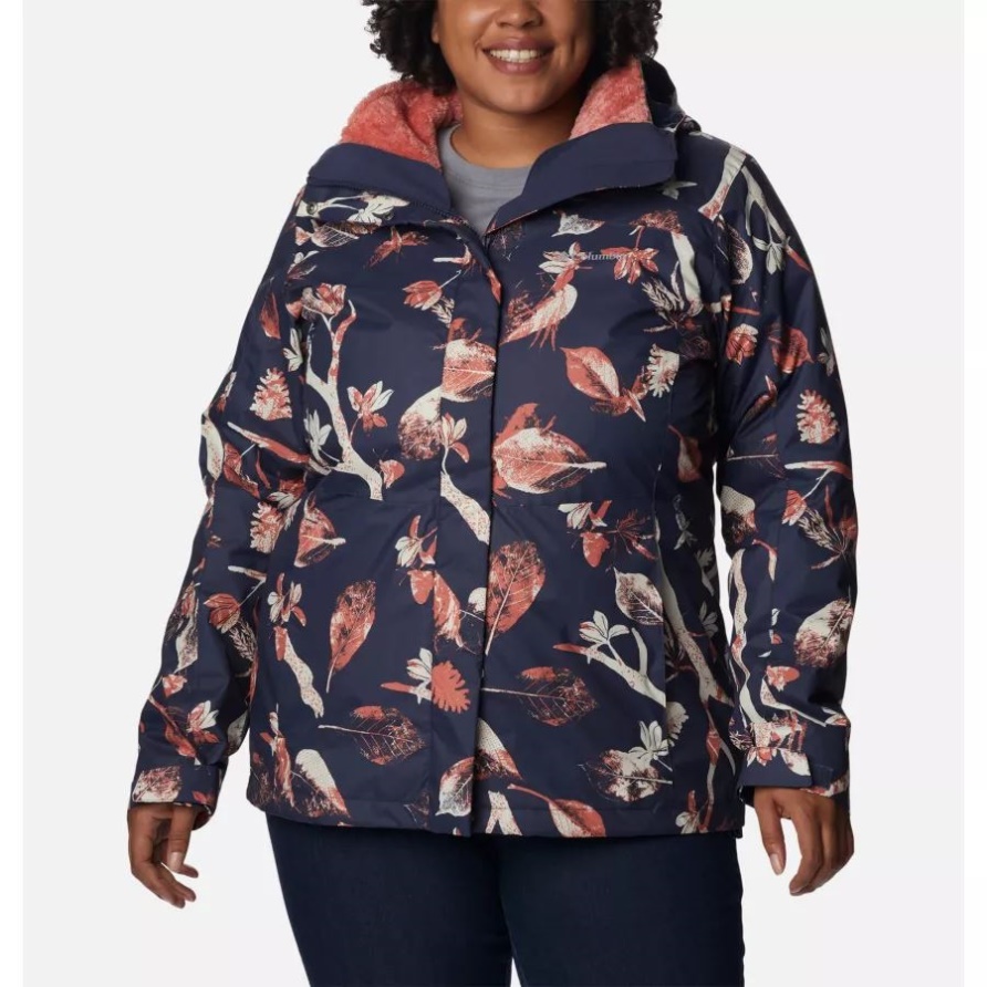 Damen-Tunnelfall-Wechseljacke In Übergröße Mit Columbia Nächtlichem Topiary-Print