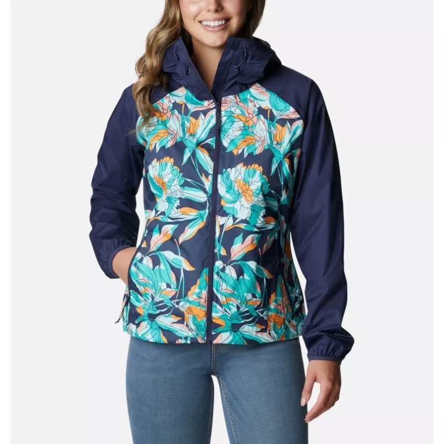 Ulica Regenjacke Damen Columbia Nächtliche Blattlinien Multi Print/noctu