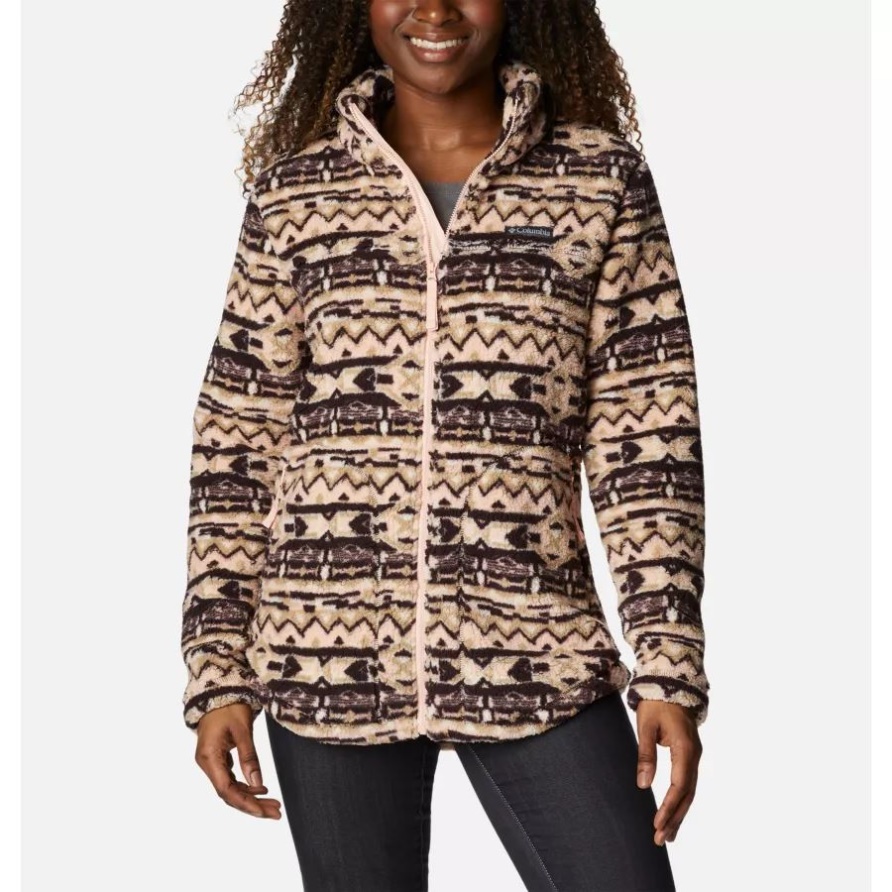 Damen West Bend Fleecejacke Mit Durchgehendem Reißverschluss New Cinder 80er Stripe Print Columbia