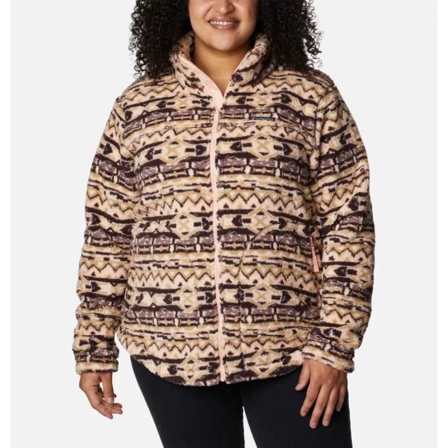 West Bend Damen-Fleecejacke Mit Durchgehendem Reißverschluss Plus Größe New Cinder 80er-Streifendruck Columbia