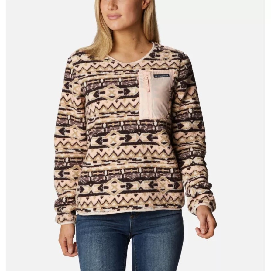 Damen-Sherpa-Pullover Mit Rundhalsausschnitt Von West Bend Columbia New Cinder 80er-Streifendruck