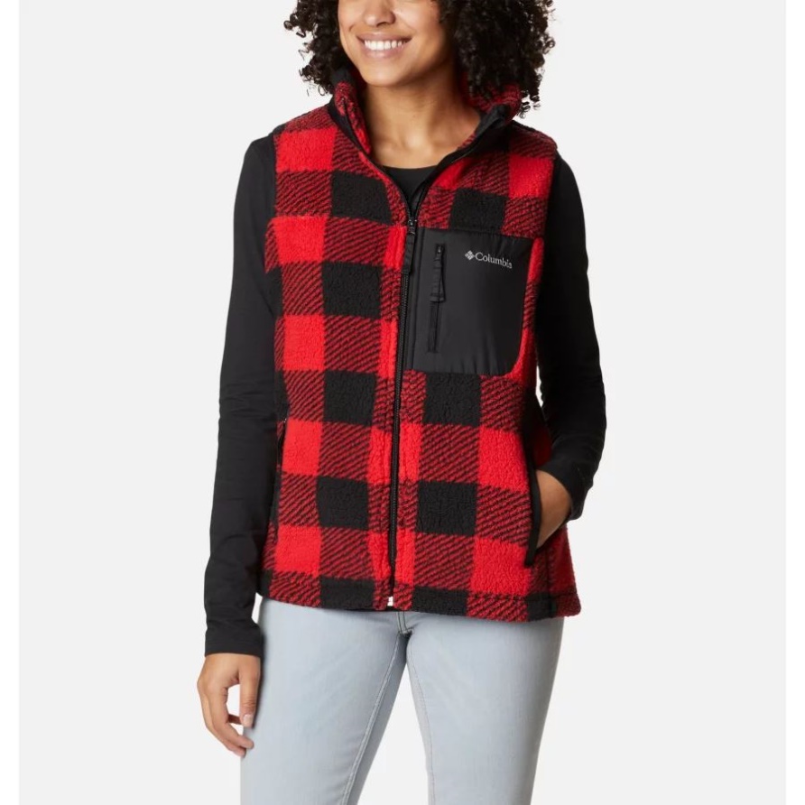 West Bend Weste Für Damen Roter Lilien-Karodruck Columbia