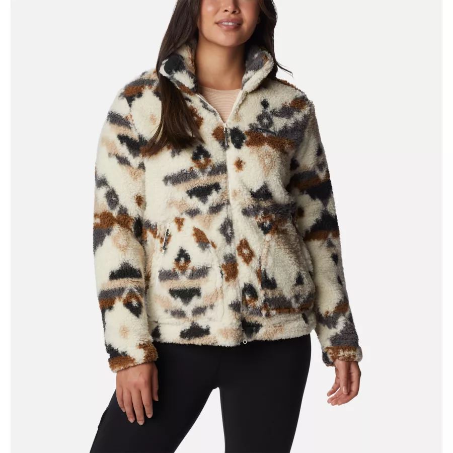Sherpa-Winterpassjacke Mit Durchgehendem Reißverschluss Für Damen Columbia Chalk Rocky Mt Print