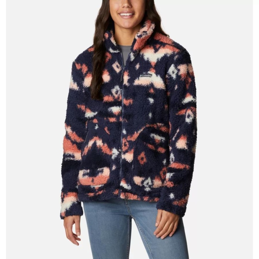 Sherpa Winterpassjacke Mit Durchgehendem Reißverschluss Für Damen Nachtaktiv Rocky Mt Print Columbia