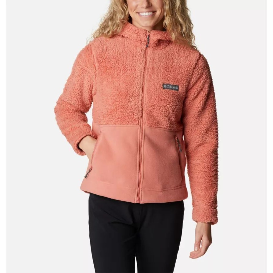 Damen-Winterpass-Sherpa-Fleecejacke Mit Kapuze Columbia Dark Coral