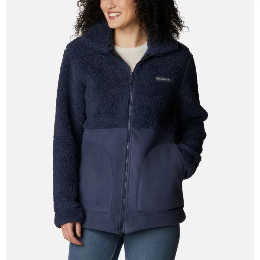 Damen-Winterpass-Sherpa-Fleecejacke Mit Durchgehendem Reißverschluss, Nächtlicher Kolumbien
